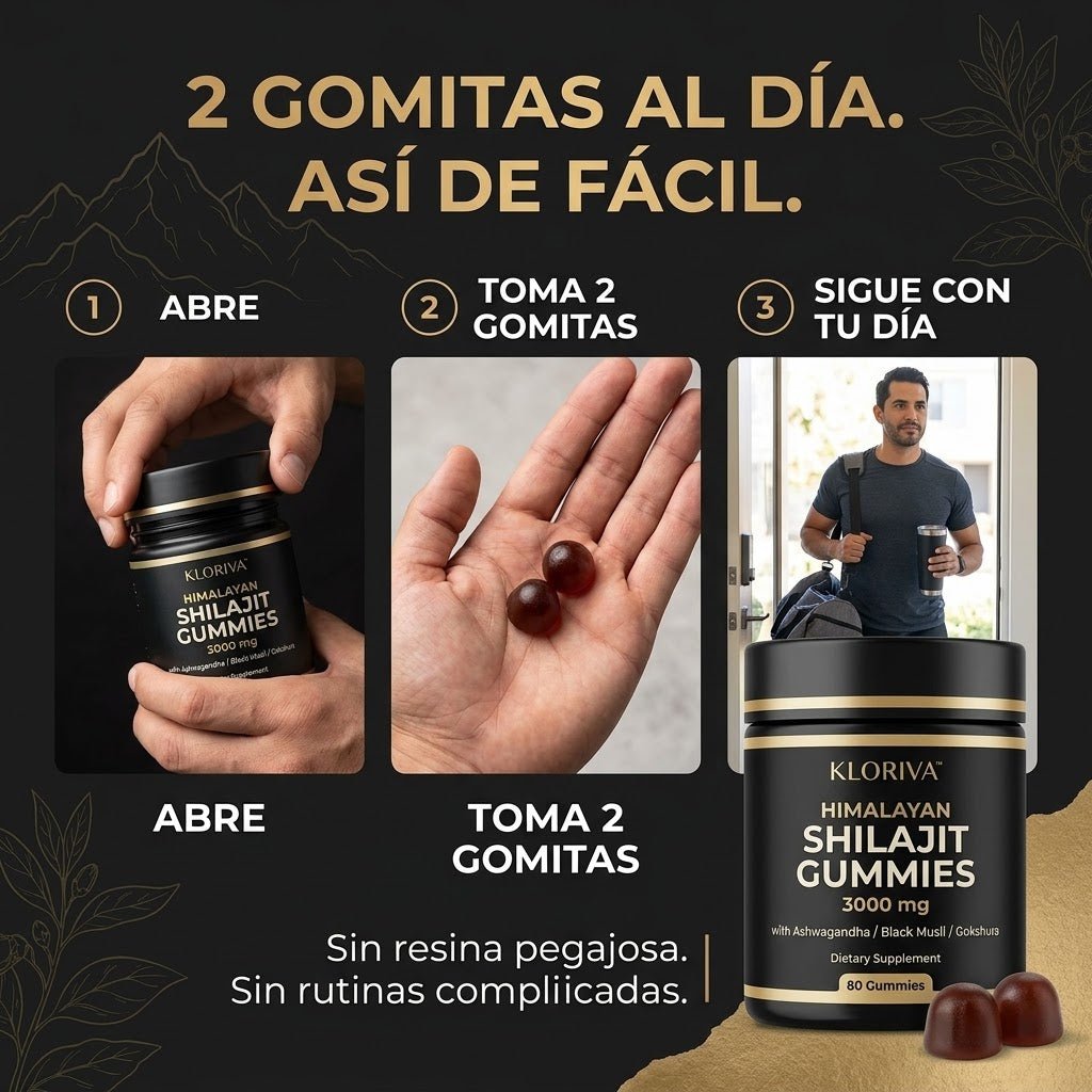Kloriva™ Gomitas de Shilajit del Himalaya | Vitalidad masculina en 2 gomitas al día. - Kloriva