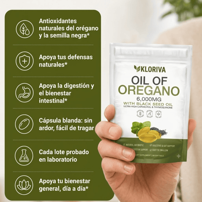 Aceite de Orégano + Semilla Negra 6,000 mg — Sin Ardor - Kloriva