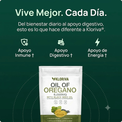 Aceite de Orégano + Semilla Negra 6,000 mg — Sin Ardor - Kloriva