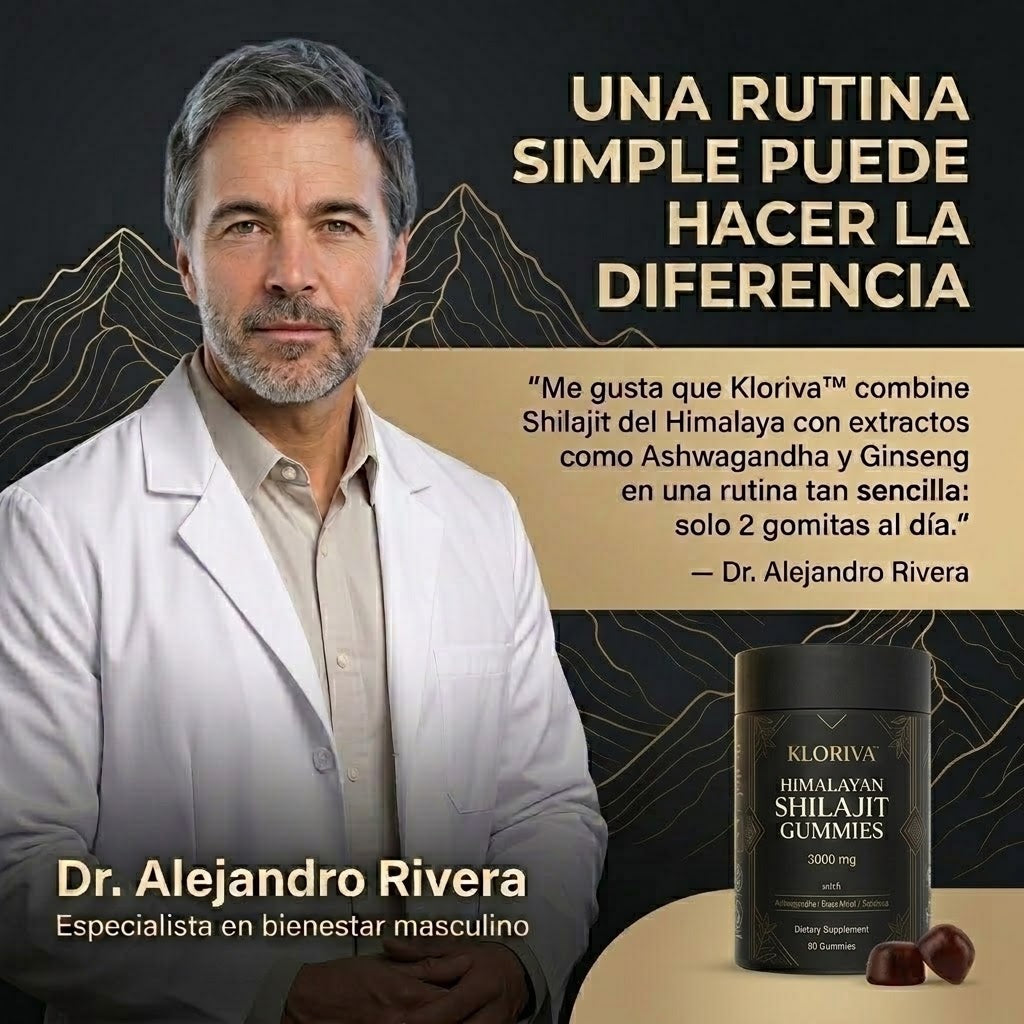 Kloriva™ Gomitas de Shilajit del Himalaya | Vitalidad masculina en 2 gomitas al día.